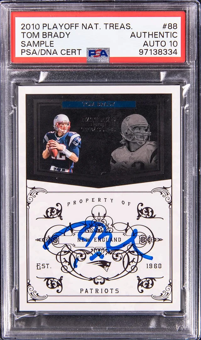 2010 Panini Playoff Tom Brady National Treasures Sample #88 card image