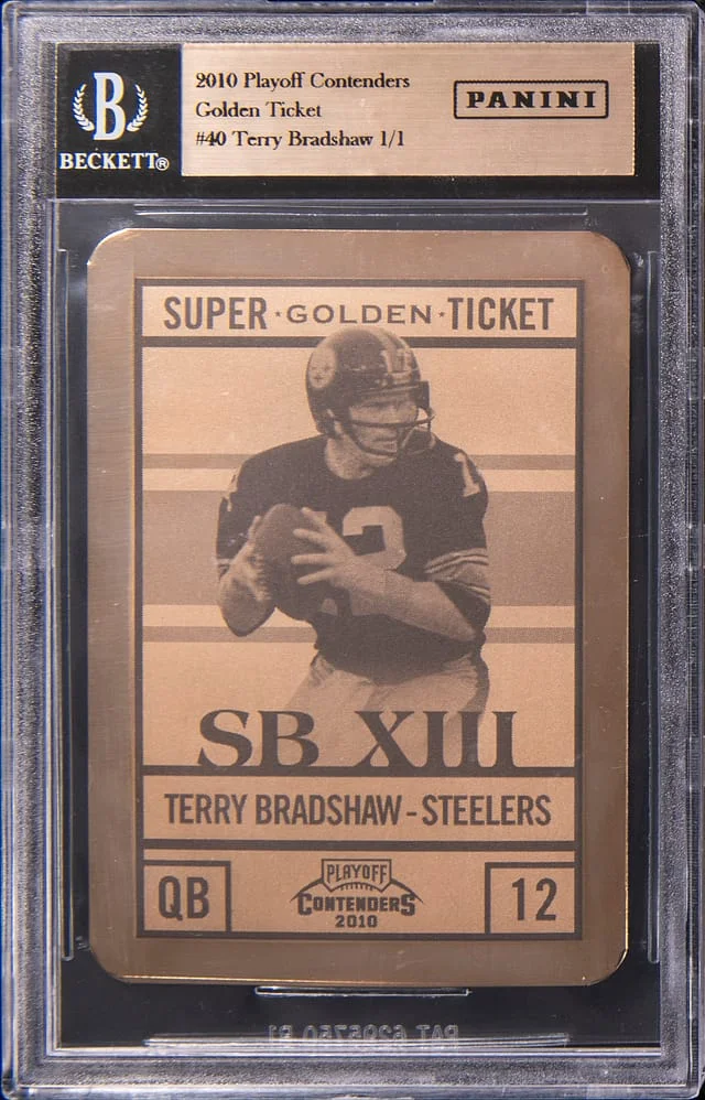 2010 Playoff Contenders Terry Bradshaw Golden Ticket #40 card image