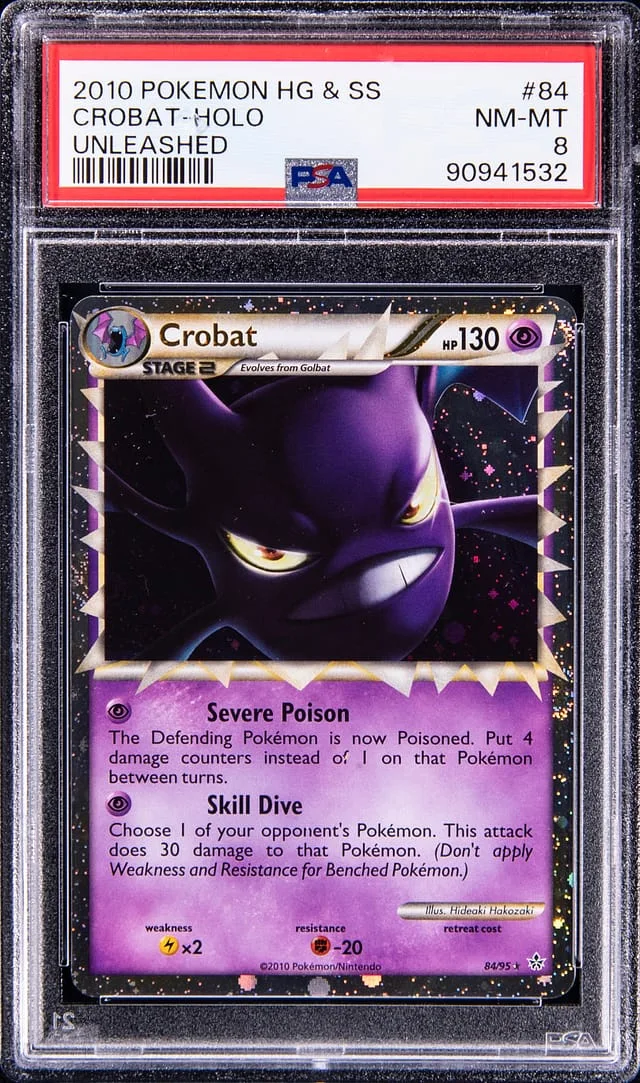 2010 Pokemon HeartGold and SoulSilver Unleashed Rare Holofoil Crobat #84 card image