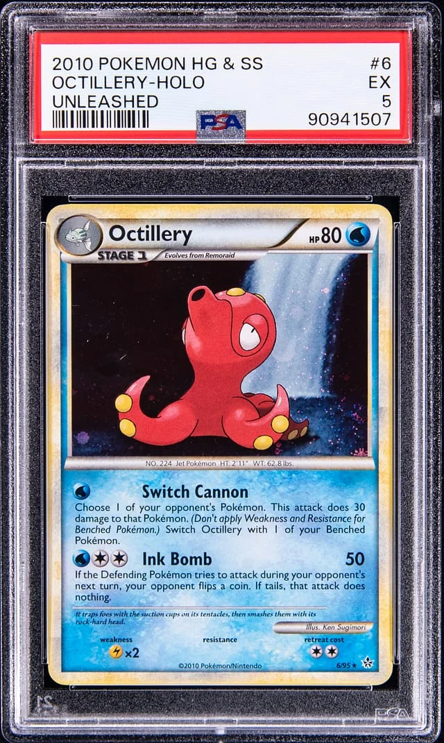 2010 Pokemon HeartGold and SoulSilver Unleashed Rare Holofoil Octillery #6 card image