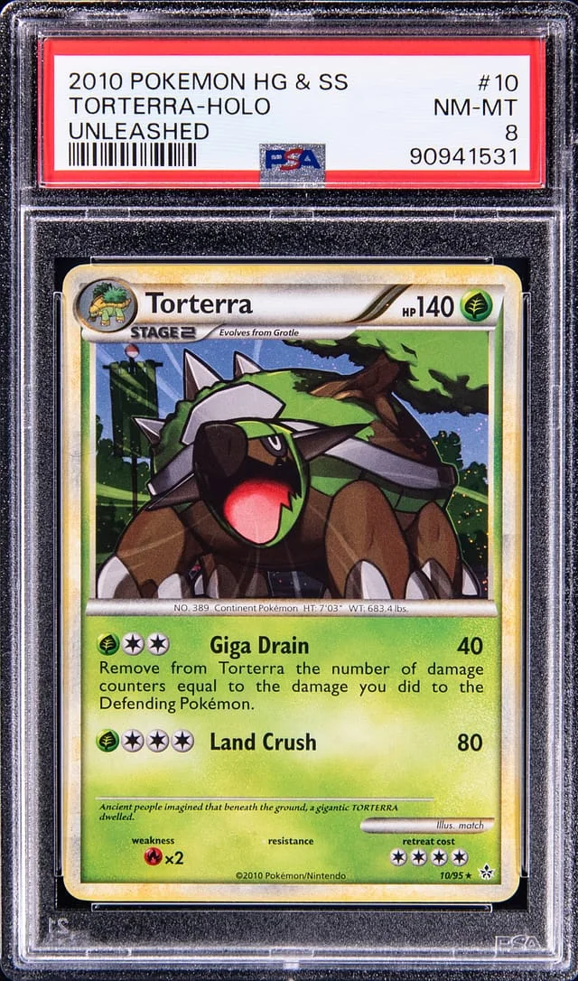 2010 Pokemon HeartGold and SoulSilver Unleashed Rare Holofoil Torterra #10 card image