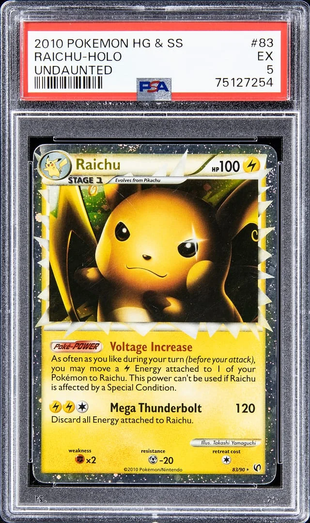 2010 Pokemon Heartgold & Soul Silver Undaunted Rare Holofoil Raichu #83 card image