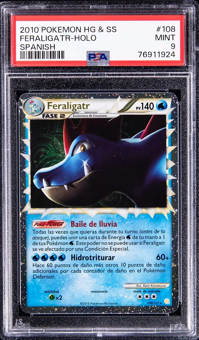 2010 Pokemon Heartgold & Soulsilver Spanish Rare Holofoil Feraligatr #108 card image