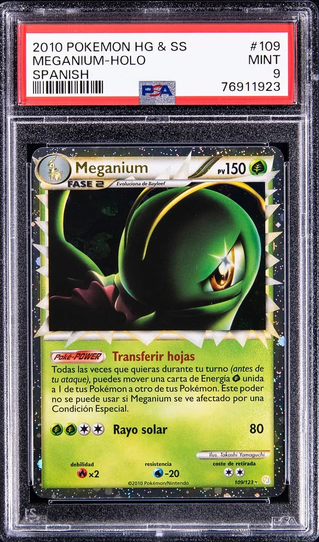2010 Pokemon Heartgold & Soulsilver Spanish Rare Holofoil Meganium #109 card image