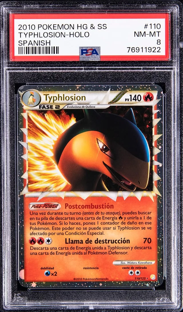 2010 Pokemon Heartgold & Soulsilver Spanish Rare Holofoil Typhlosion #110 card image
