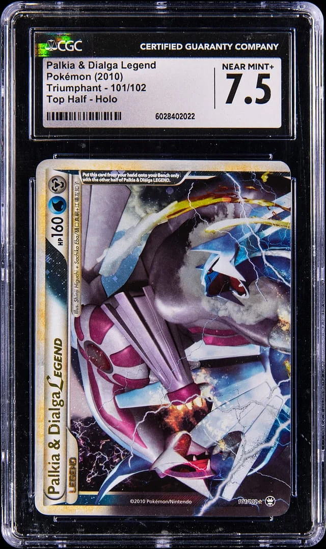 2010 Pokemon HeartGold & SoulSilver Triumphant Legend Holo Palkia & Dialga Legend #101 card image