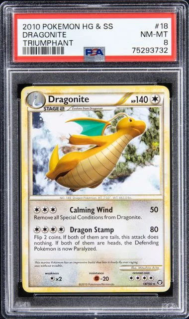 2010 Pokemon Heartgold & Soulsilver Triumphant Rare Holofoil Dragonite #18 card image