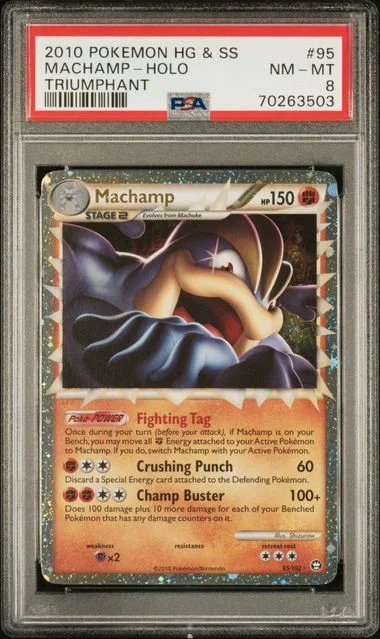 2010 Pokemon Heartgold & Soulsilver Triumphant SuperRare Holofoil Machamp #95 card image