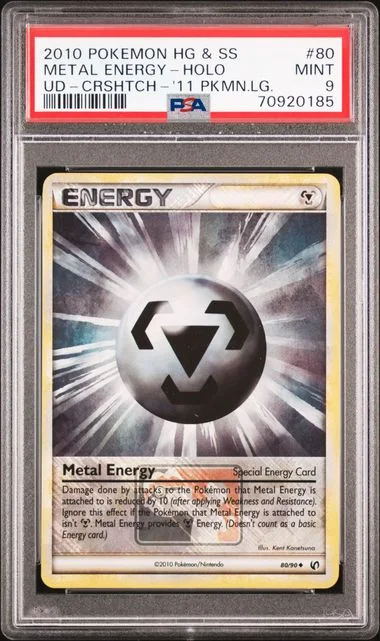 2010 Pokemon HeartGold & SoulSilver Undaunted Crosshatch 2011 Pokemon League Holofoil Metal Energy #80 card image