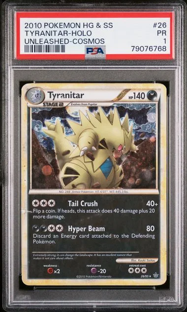2010 Pokemon Heartgold & Soulsilver Unleashed Cosmos Tyranitar-Holo #26 card image