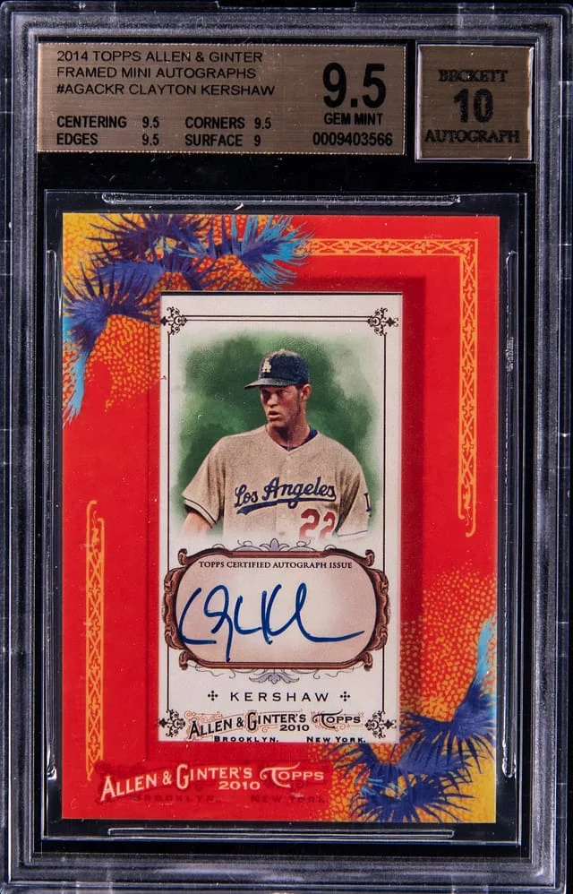 2010 Topps Allen & Ginter Clayton Kershaw Framed Mini Autographs #AGACKR card image