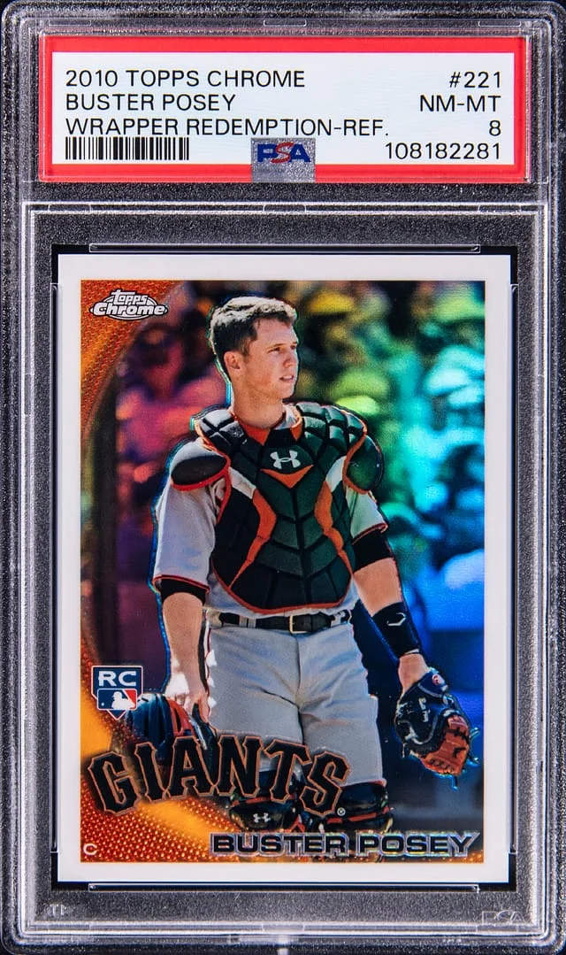 2010 Topps Chrome Buster Posey Wrapper Redemption Refractor #221 card image