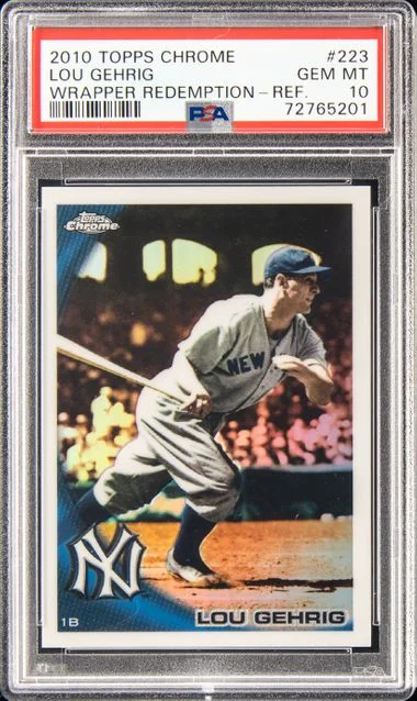 2010 Topps Chrome Lou Gehrig Wrapper Redemption Refractor #223 card image