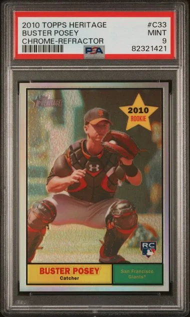 2010 Topps Heritage Chrome Buster Posey Refractor #C33 card image