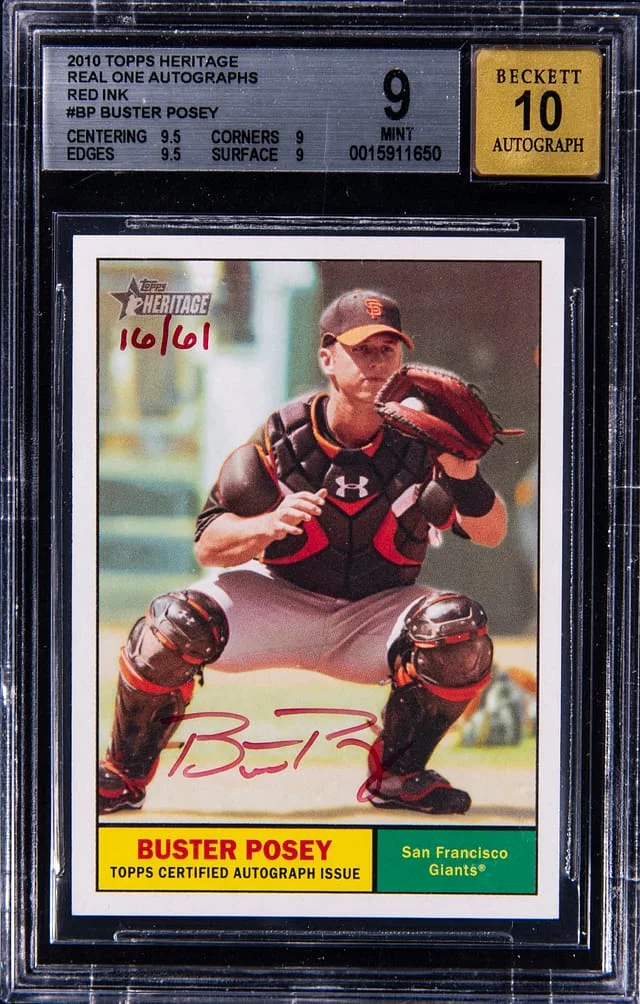 2010 Topps Heritage Real One Buster Posey Autographs Red Ink #BP card image