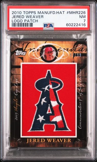 2010 Topps Jered Weaver Manufactured Hat Logo Patch #Mhr226 card image