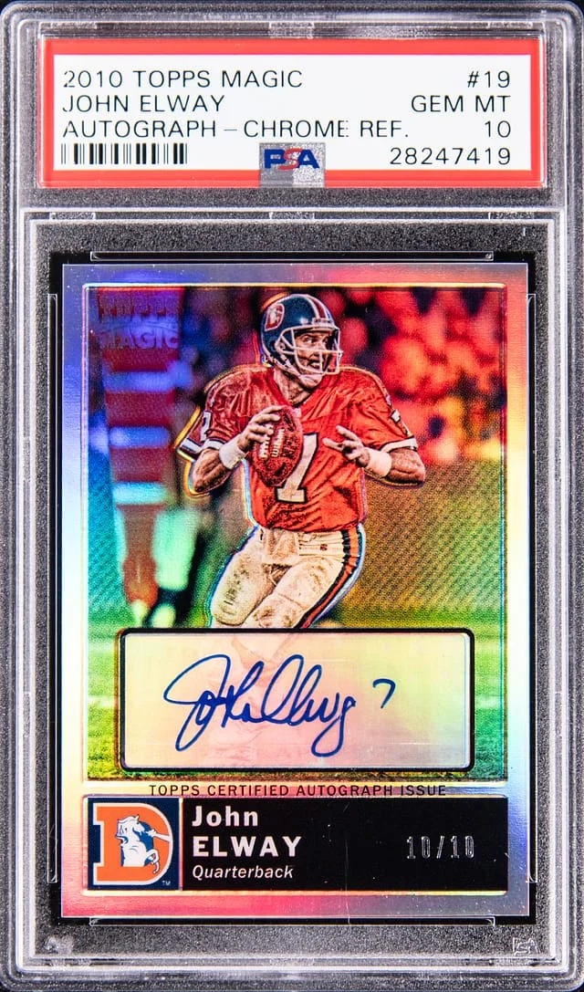 2010 Topps John Elway Magic Autograph Chrome Refractor #19 card image