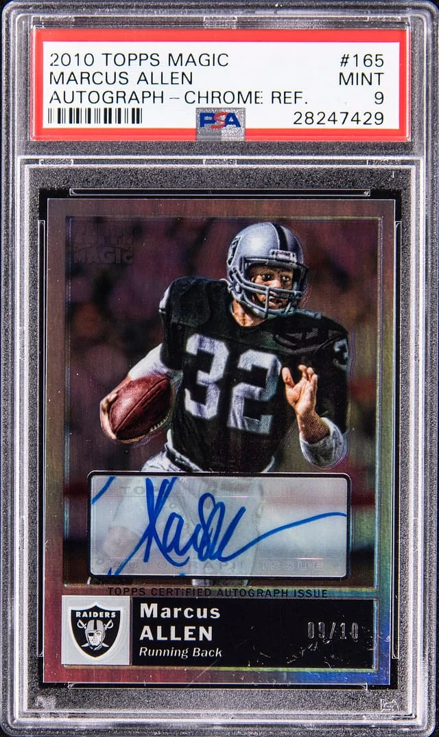 2010 Topps Marcus Allen Magic Autograph Chrome Refractor #165 card image