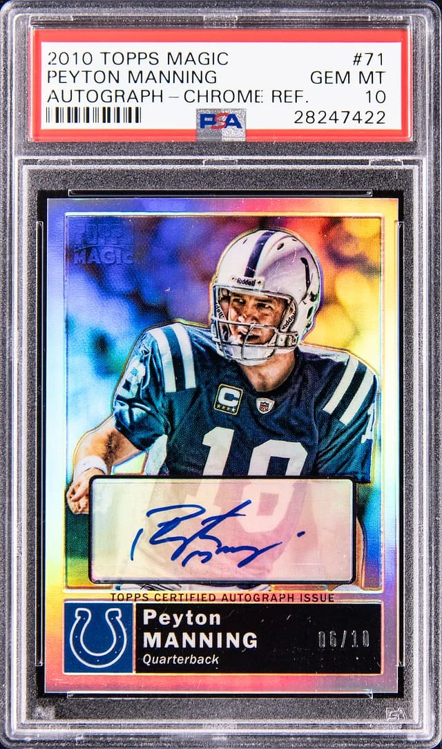2010 Topps Peyton Manning Magic Autograph Chrome Refractor #71 card image