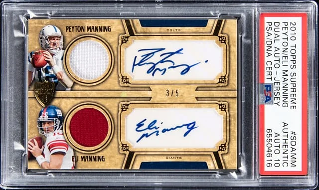 2010 Topps Peyton Manning, Eli Manning Dual Supreme Dual Autograph Jersey #SDA-MM card image