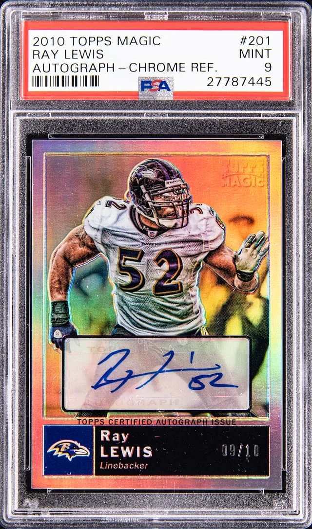 2010 Topps Ray Lewis Magic Autograph Chrrome Refractor #201 card image