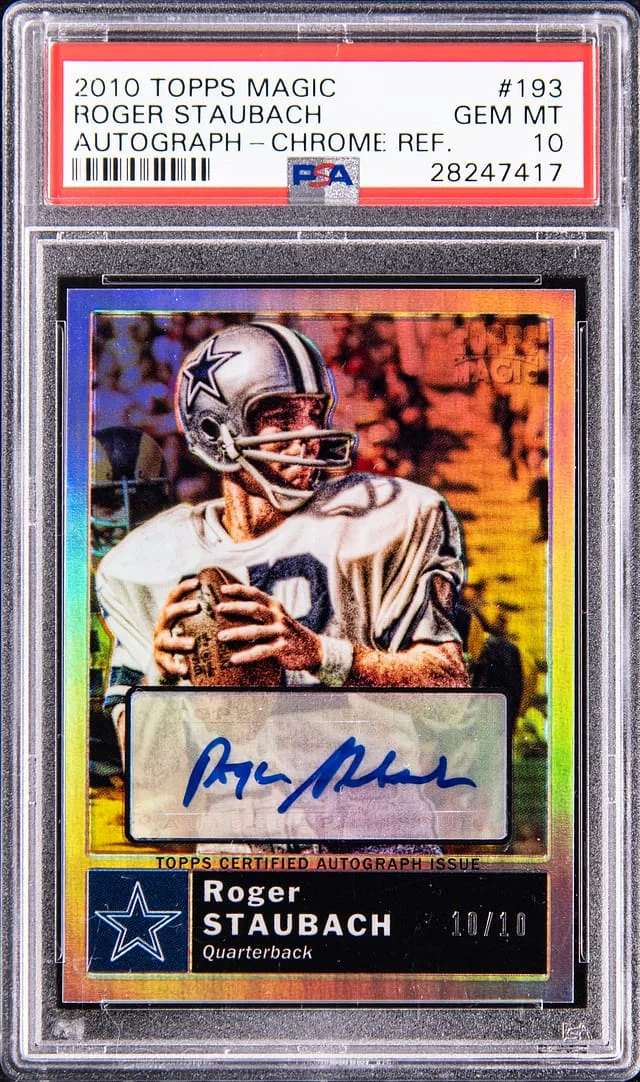 2010 Topps Roger Staubach Magic Autograph Chrome Refractor #193 card image