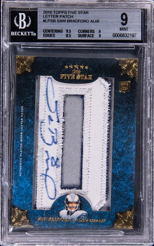 2010 Topps Sam Bradford Five Star Letter Patch Autograph #LPSB card image
