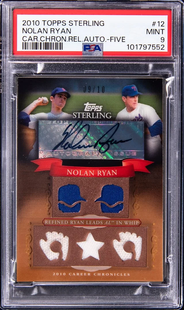 2010 Topps Sterling Nolan Ryan Career Chronicles 5 Relic Autographs #5CCAR-12 card image