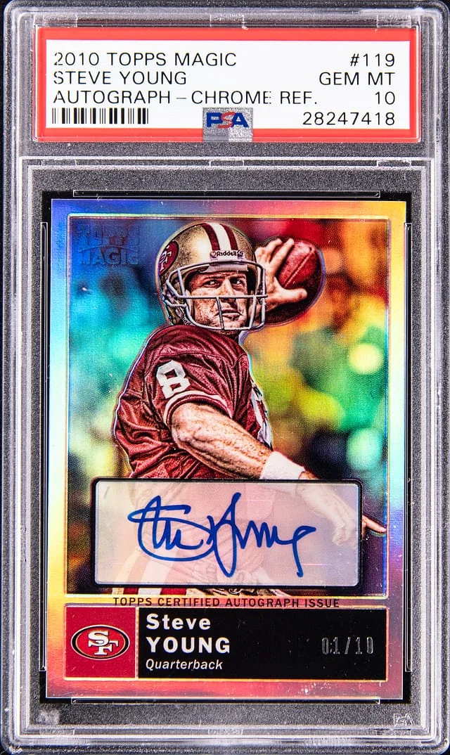 2010 Topps Steve Young Magic Autograph Chrome Refractor #119 card image