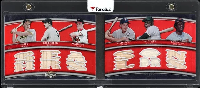 2010 Topps Triple Threads Ralph Kiner/Hank Greenberg/Eddie Mathews/Harmon Killebrew/Willie McCovey/Frank Robinson Relic Double Combos #TTRDC-3 card image