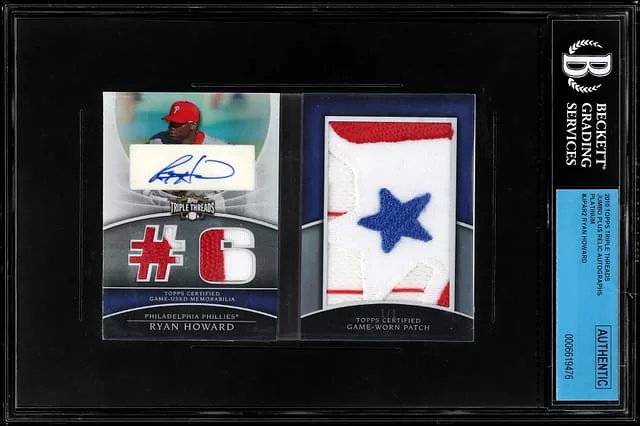 2010 Topps Triple Threads Ryan Howard Jumbo Plus Relic Autographs Platinum #TTJPAR2 card image