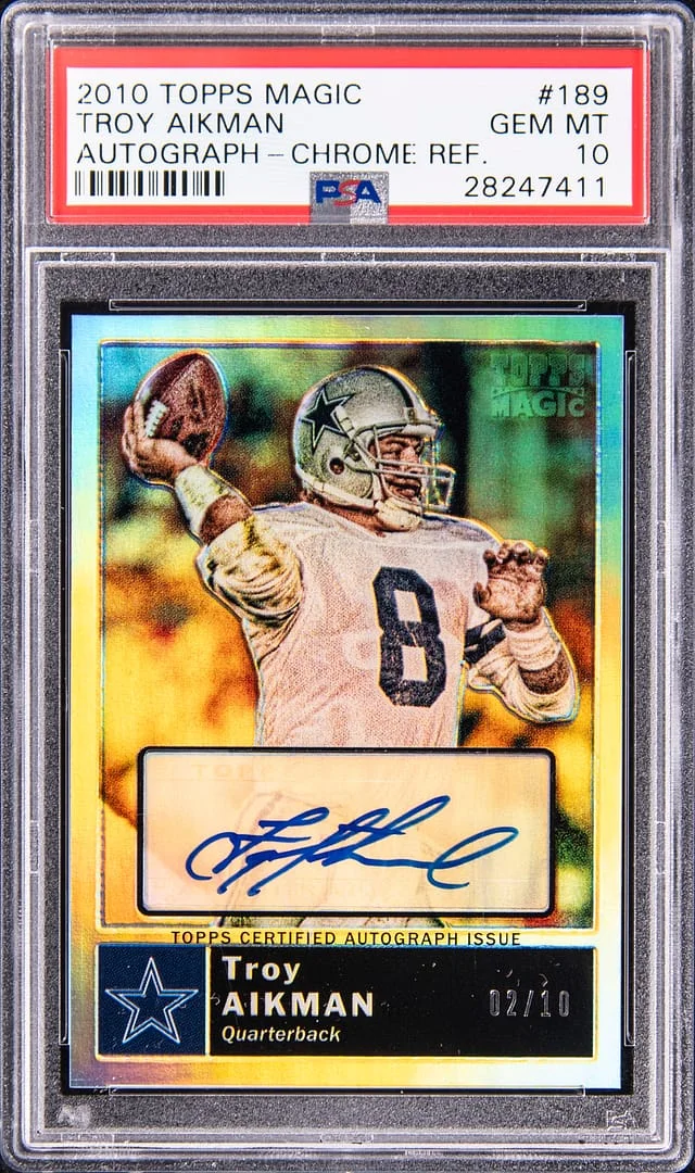 2010 Topps Troy Aikman Magic Autograph Chrome Refractor #189 card image