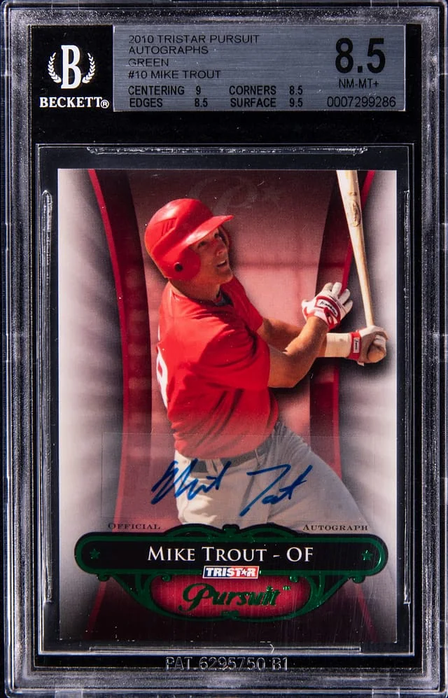 2010 Tristar Pursuit Autographs Green Mike Trout #10 card image