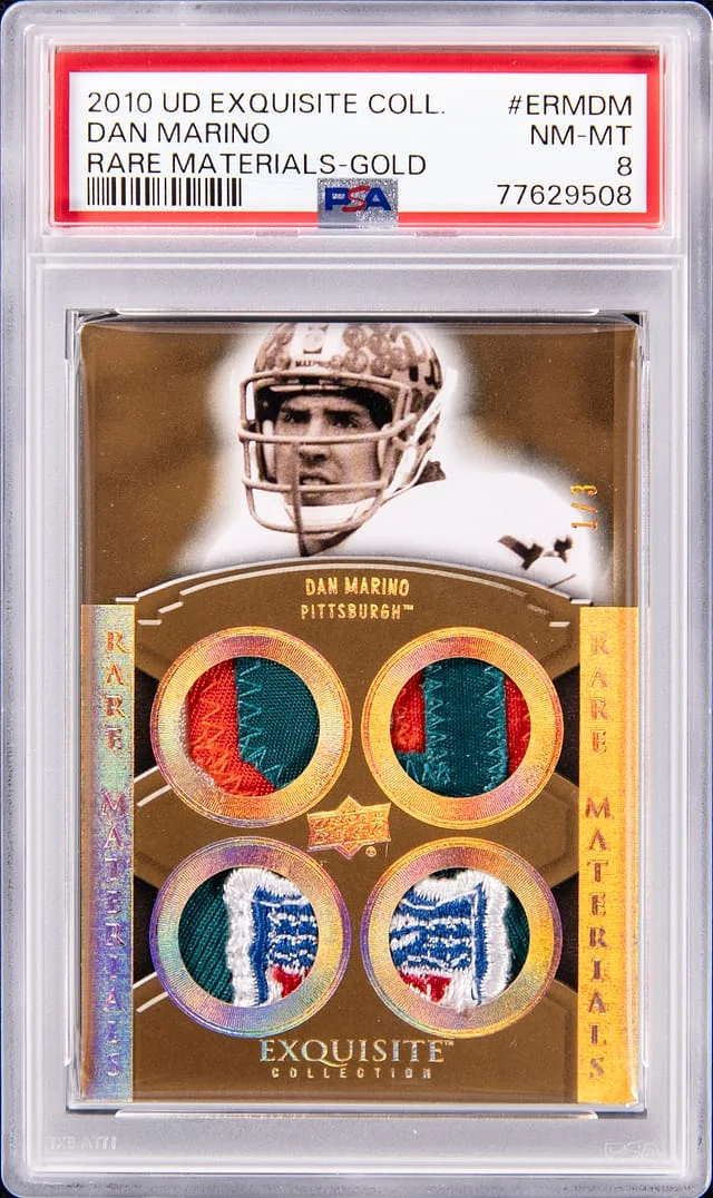 2010 Upper Deck Exquisite Collection Dan Marino Game-Used Rare Materials Gold #ERM-DM card image