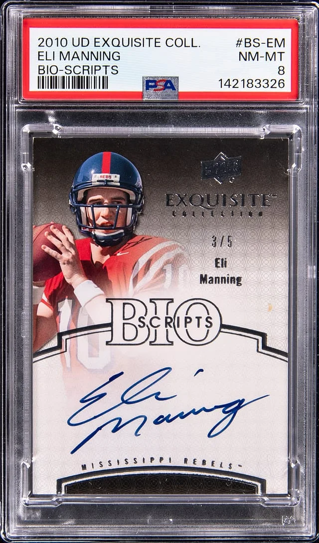 2010 Upper Deck Exquisite Collection Eli Manning Bio Scripts #BS-EM card image