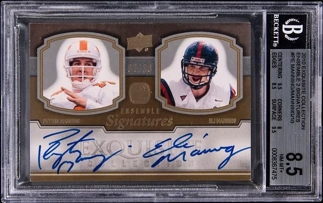 2010 Upper Deck Exquisite Collection Peyton Manning/Eli Manning Ensemble 2 Signatures #E2-PE card image