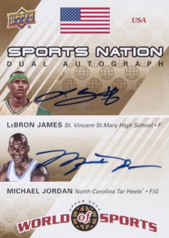 2010 Upper Deck World of Sports Lebron James Sports Nation Autographs Dual #SND-JJ card image