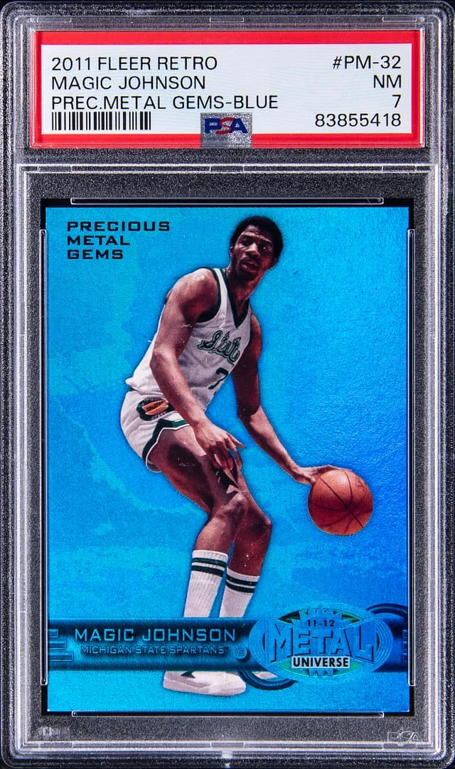 2011-12 Fleer Retro Magic Johnson Precious Metal Gems (PMG) Blue #PM-32 card image