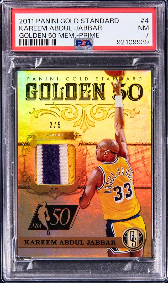 2011-12 Panini Gold Standard Kareem Abdul-Jabbar Golden 50 Memorabilia Prime #4 card image