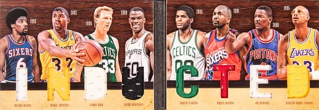 2011-12 Panini Julius Erving/Magic Johnson/Larry Bird/David Robinson/Robert Parish/Moses Malone/Joe Dumars/Kareem Abdul-Jabbar Preferred Inducted #3 card image