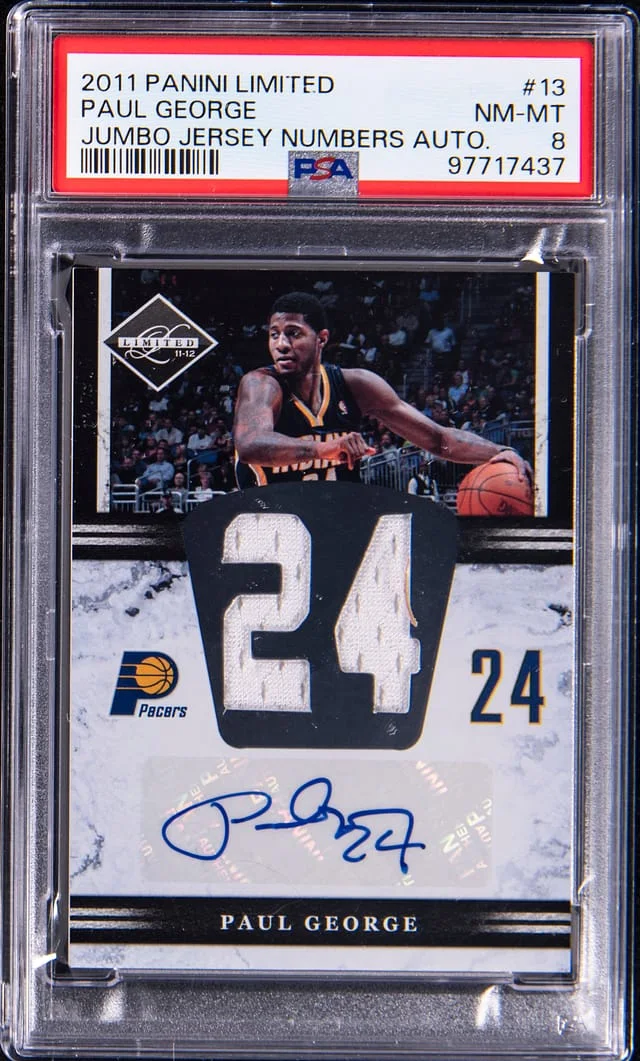 2011-12 Panini Paul George Limited Jumbo Jersey Numbers Autograph #13 card image
