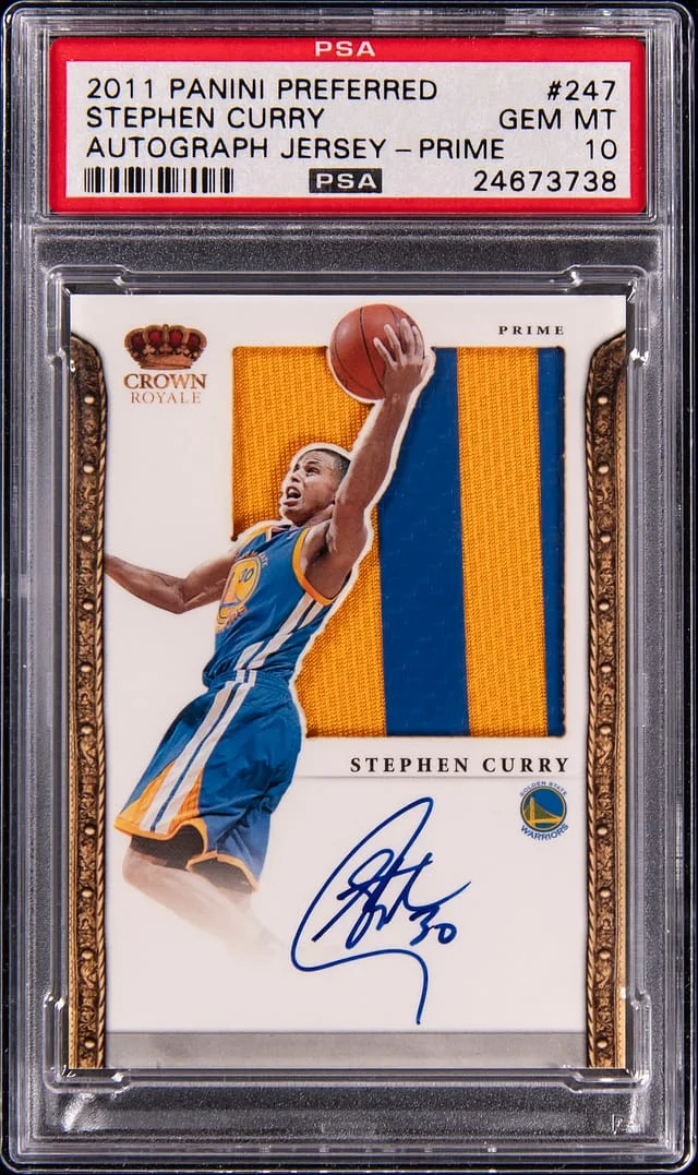 2011-12 Panini Stephen Curry Preferred Silhouettes Autograph Jersey Prime #247 card image