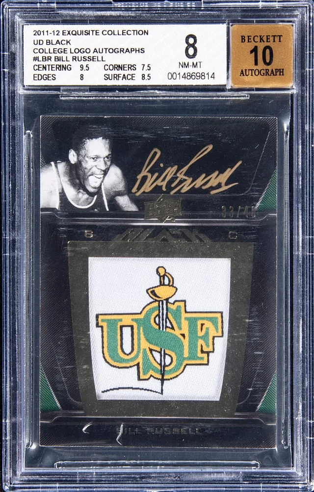 2011-12 Upper Deck Exquisite Collection Bill Russell Black College Logo #L-BR card image