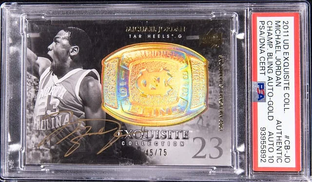2011-12 Upper Deck Exquisite Collection Michael Jordan Championship Bling Autographs Gold #CB-JO card image