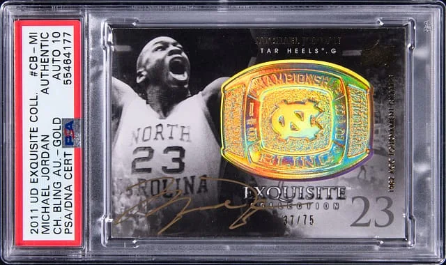 2011-12 Upper Deck Exquisite Collection Michael Jordan Championship Bling Autograph Gold #CB-MI card image