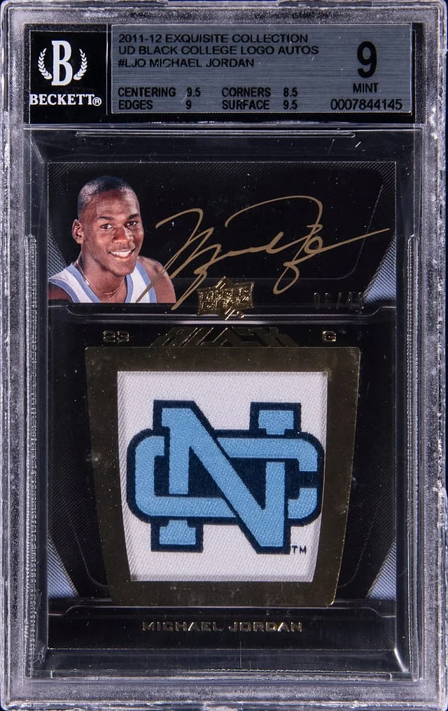 2011-12 Upper Deck Exquisite Collection Michael Jordan Black College Logo Autographs #L-JO card image