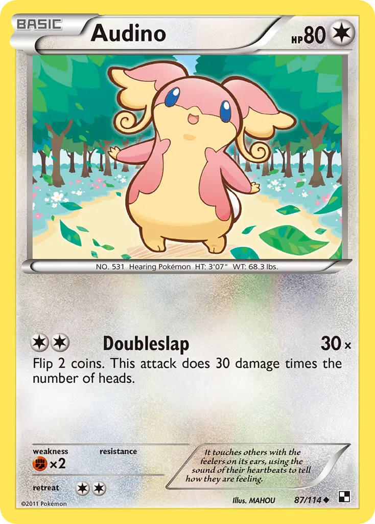 2011 Black & White Audino Uncommon #087/114 Uncommon card image