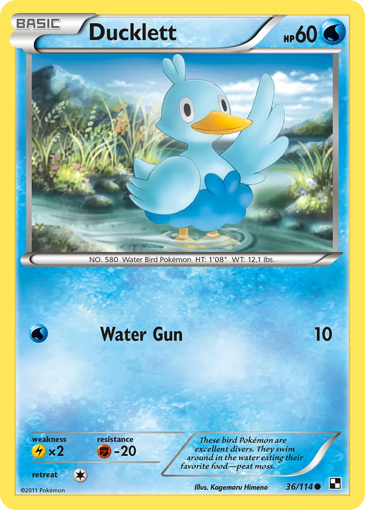 2011 Black & White Ducklett Common #036/114 Common card image