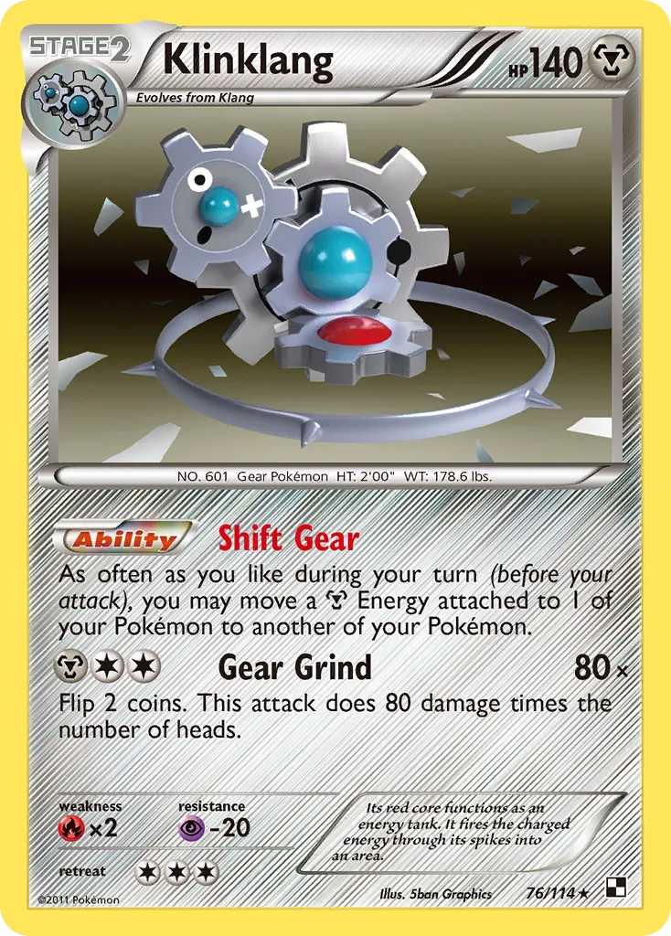 2011 Black & White Klinklang Rare Holo #076/114 Rare Holo card image