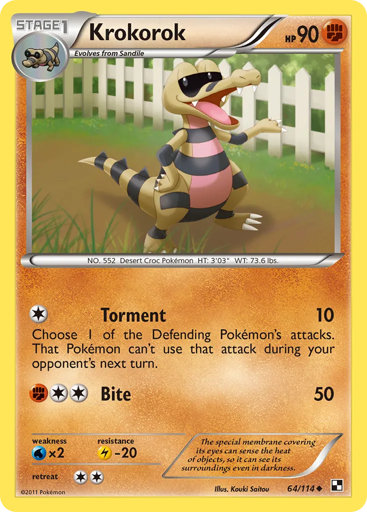 2011 Black & White Krokorok Uncommon #064/114 Uncommon card image